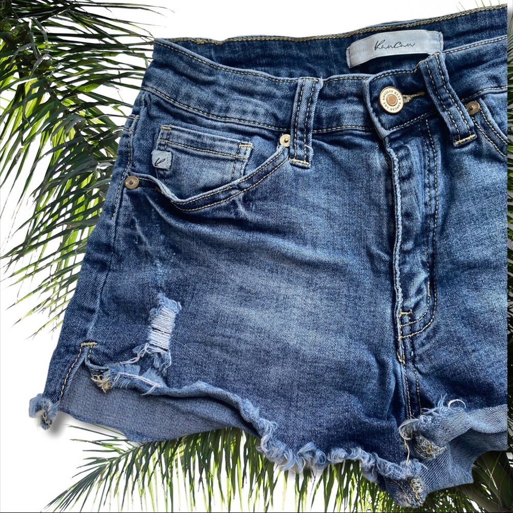 KanCan Distressed Jean Shorts S 0 - Picture 2 of 4